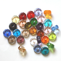 Imitation Austrian Crystal Beads, Grade AAA, Faceted, Flat Round, Mixed Color, 8x3.5mm, Hole: 0.9~1mm(SWAR-F078-4x8mm-M)
