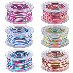 6 Rolls 6 Colors Segment Dyed Polyester Thread, Braided Cord, Mixed Color, 0.8mm, about 10.93 yards(10m)/roll, 1 roll/color(NWIR-SC0001-02)