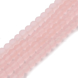 Transparent Glass Beads Strands, Faceted, Frosted, Rondelle, Pink, 10mm, Hole: 1mm(EGLA-A034-T10mm-MD22)