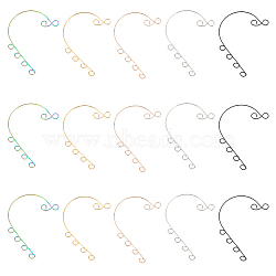 30Pcs 5 Colors 316 Stainless Steel Ear Cuff Findings, Climber Wrap Around Non Piercing Earring Findings with 6 Horizontal Loops, Mixed Color, 59x46x0.5mm, Hole: 4mm, 6Pcs/colors(STAS-UN0039-44)