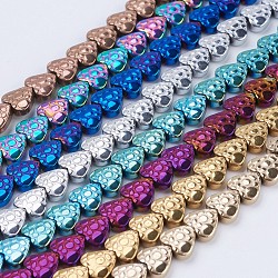 Electroplate Non-magnetic Synthetic Hematite Beads Strands, Heart, Mixed Color, 6x6x2mm, Hole: 1mm, about 75pcs/strand, 16.1 inch(41cm)(G-J380-6mm-A)