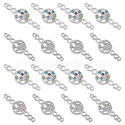 40Pcs 2 Colors Alloy Connector Charms, Tree of Life Links with Infinity, Platinum, with Rhinestone, Nickel Free, Mixed Color, 31.5x10.5x3mm, Hole: 1.5mm, 20pcs/color(FIND-FH0010-75)
