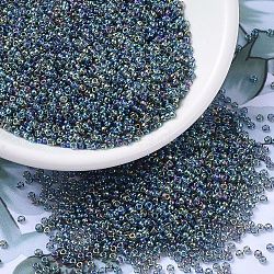 MIYUKI Round Rocailles Beads, Japanese Seed Beads, 11/0, (RR249) Transparent Gray AB, 2x1.3mm, Hole: 0.8mm, about 1111pcs/10g(X-SEED-G007-RR0249)