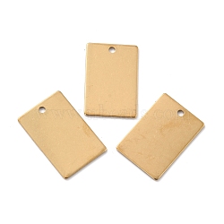 Ion Plating(IP) 201 Stainless Steel Pendant, Rectangle, Real 18K Gold Plated, 30x20x1mm, Hole: 2.6mm(STAS-Z038-01G-C)