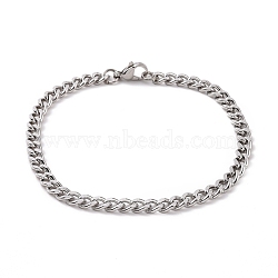 304 Stainless Steel Curb Chain Bracelet for Men Women, Stainless Steel Color, 8-5/8 inch(21.9cm)(BJEW-E031-08P)