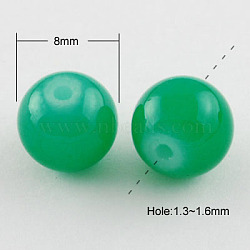 Imitation Jade Glass Beads Strands, Spray Painted, Round, Sea Green, 8mm, Hole: 1.3~1.6mm, about 100pcs/strand, 31.4 inch(X-DGLA-S076-8mm-15)