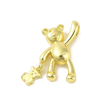 Brass Pendants, Bear, Real 18K Gold Plated, 20.5x17x4.5mm, Hole: 3mm