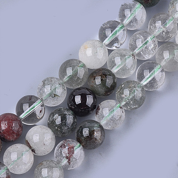 Natural Green Lodolite Quartz/Garden Quartz Beads Strands, Round, 4mm, Hole: 0.8mm, about 84~90pcs/strand, 15.1 inch