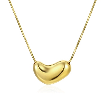 304 Stainless Steel Pendant Necklaces, Heart, Golden, 18.39 inch(46.7cm)
