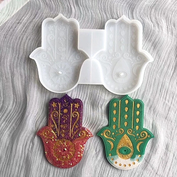 Hamsa Hand DIY Pendant Silicone Molds, Resin Casting Molds, Clay Craft Mold Tools, White, 195x127x12mm