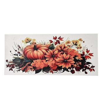 PET Self-Adhesive Stickers, for Party Decorative Present, Pumpkin and Flower, Coral, 110~120x230~250x0.3mm
