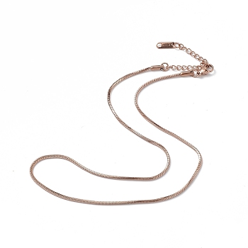 Ion Plating(IP) 304 Stainless Steel Round Snake Chain Necklace for Men Women, Rose Gold, 15.75 inch(40cm)