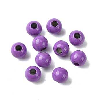 Spray Painted 202 Stainless Steel Beads, Round, Dark Orchid, 8x7mm, Hole: 2.5mm