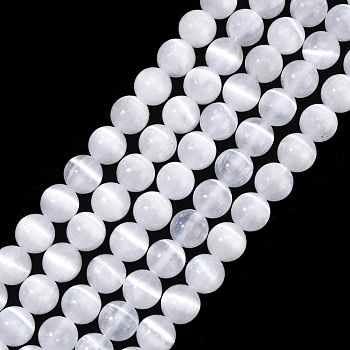Natural Selenite Beads Strands, Grade AAA, Round, Grade AAA, 8mm, Hole: 0.9mm, about 49pcs/strand, 15.67 inch(39.8cm)