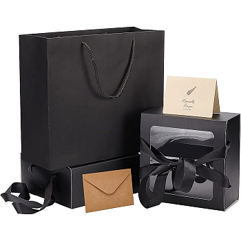 BENECREAT DIY Box Making Kits, including Cardboard Box, Paper Bags, Leaf Pattern Kraft Envelopes and Greeting Cards Set, Mixed Color, 20x20x9cm, 2pcs/bag