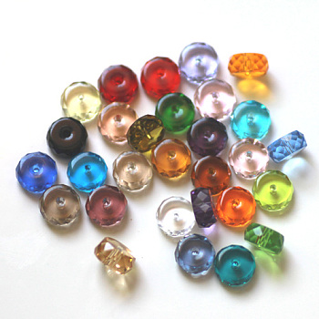 Imitation Austrian Crystal Beads, Grade AAA, Faceted, Flat Round, Mixed Color, 8x3.5mm, Hole: 0.9~1mm