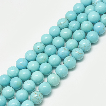 Synthetic Turquoise Beads Strands, Dyed, Round, 4mm, Hole: 0.5mm, about 103~106pcs/strand, 14.96 inch