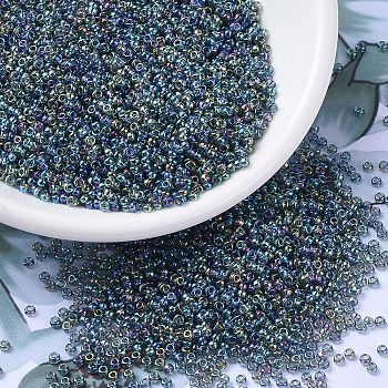 MIYUKI Round Rocailles Beads, Japanese Seed Beads, 11/0, (RR249) Transparent Gray AB, 2x1.3mm, Hole: 0.8mm, about 1111pcs/10g