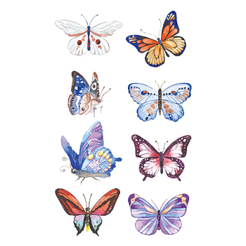 Body Art Tattoos Stickers, Removable Temporary Tattoos Paper Stickers, Butterfly Pattern, 12x7.5cm