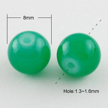 Imitation Jade Glass Beads Strands, Spray Painted, Round, Sea Green, 8mm, Hole: 1.3~1.6mm, about 100pcs/strand, 31.4 inch