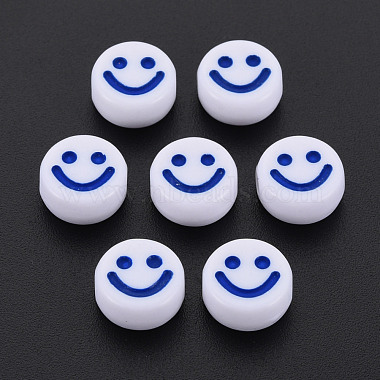 Medium Blue Flat Round Acrylic Beads