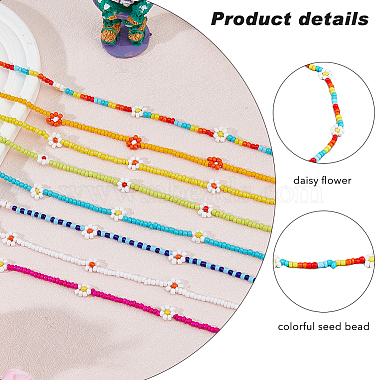 Anattasoul 8 pcs 8 couleurs graines de verre tressé fleur colliers de perles ensemble pour les femmes(NJEW-AN0001-32)-3