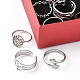 8Pcs 8 Style Whale Tail & Wave & Flower & Vortex & Snake Stainless Steel Open Cuff Ring Set(RJEW-FS0001-02)-4