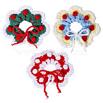 3Pcs 3 Colors Polyester and Cotton Dog Flower Pet Collar, Pet Bib, Mixed Color, 430x50x11mm, 1pc/color(AJEW-GL0002-58)