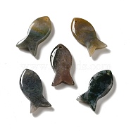 Natural Moss Agate Pendants, Fish Charms, 39x20x7~7.5mm, Hole: 2.3mm(G-G932-B14)