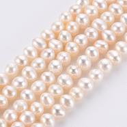 Natural Cultured Freshwater Pearl Beads Strands, Round, Floral White, 3~3.5mm, Hole: 0.8mm, about 113pcs/strand, 14.17 inch(PEAR-R063-07A)