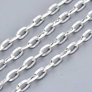 304 Stainless Steel Cable Chains, with Spool, Unwelded, Oval, Silver, 6.5x4x1mm, about 32.8 Feet(10m)/roll(CHS-S008-001B-S)