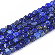 Natural Lapis Lazuli Beads Strands, Faceted, Cube, 4x4x4mm, Hole: 0.7mm, about 102pcs/strand, 15.35 inch(39cm)(G-S362-002)