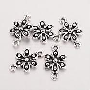 Tibetan Style Alloy Flower Links connectors, Cadmium Free & Lead Free, Antique Silver, 17.6x10.6x2.5mm, Hole: 1.5mm, about 700pcs/500g(TIBE-Q037-009-RS)