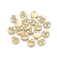 Tibetan Style Alloy Flat Round Carved Word Someone Special Charms, Cadmium Free & Lead Free, Antique Golden, 10x1.5mm, Hole: 1.5mm, about 1350pcs/1000g(TIBEP-A2817-AG-RS)