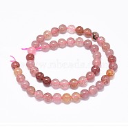 Natural Strawberry Quartz Gemstone Beads Strands, Round, 8mm, Hole: 0.8mm, about 50pcs/strand, 15.7 inch(40cm)(G-F632-28)