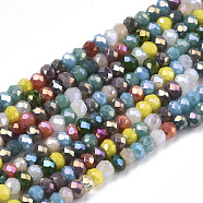 Electroplate Glass Beads Strands, AB Color Plated, Faceted, Rondelle, Mixed Color, 2mm, Hole: 0.7mm, about 188~198pcs/Strand, 12.60 inch~13.11 inch(32~33.3cm)(X-EGLA-N002-04)