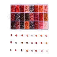 288G 24 Colors Glass Seed Beads, Round, Mixed Color, 6/0, 4~5x2.5~4.5mm, Hole: 1.2~1.5mm, 12g/color(SEED-JQ0005-01B-4mm)
