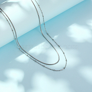 Stainless Steel Double Layer Necklaces, Choker Necklace for Women, Stainless Steel Color, 15-3/8 inch(39cm)(BI6210-2)