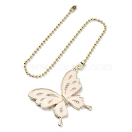Butterfly Alloy Rhinestone Ceiling Fan Pull Chain Extenders, with 304 Stainless Steel Ball Chains, White, 372mm(FIND-JF00115-06)