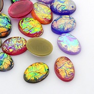 Oval Resin Imitated Opal Cabochons, Mixed Color, 18x13x7mm(CRES-L008-M)