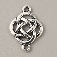 Tibetan Style Alloy Knot Connector Charms, , Flower Pattern, 25x18x2mm, Hole: 2mm(FIND-CJC0007-41B)