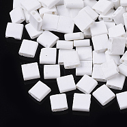 2-Hole Glass Seed Beads, Rubberized Style, Rectangle, White, 5x4.5~5.5x2~2.5mm, Hole: 0.5~0.8mm(SEED-S023-31C-12)