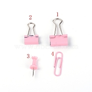 Aluminum Alloy Clip & Paperclips & Drawing Pin, Notes Letter Paper Clip, Office Supplies, Pink, 3.4x1.9x0.8cm(TOOL-WH0130-69A)