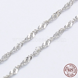 Rhodium Plated 925 Sterling Silver Necklaces, with Spring Ring Clasps, 16 inch, 1.5mm wide(STER-E007-1A)