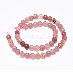 Natural Strawberry Quartz Gemstone Beads Strands, Round, 8mm, Hole: 0.8mm; about 50pcs/strand, 15.7''(40cm)(G-F632-28)