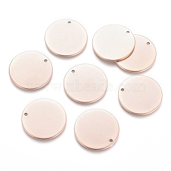 Ion Plating(IP) 304 Stainless Steel Pendants, Stamping Blank Tag, Flat Round, Rose Gold, 20x1mm, Hole: 1.4mm(STAS-I124-03B-RG)