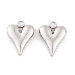 Non-Tarnish 304 Stainless Steel Pendants, Heart Charm, Stainless Steel Color, 16x12x3.5mm, Hole: 1.8mm(STAS-G335-02P)