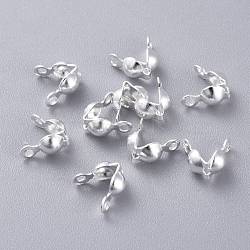 304 Stainless Steel Bead Tips, Calotte Ends, Clamshell Knot Cover, Silver, 7x4mm, Hole: 1.2mm, Fit For 3mm Ball Chain(STAS-K210-19S)