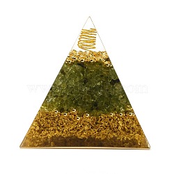 Orgonite Pyramid, Resin Pointed Home Display Decorations, with Natural Green Aventurine and Metal Findings inside, 52.5x54x52mm(DJEW-K017-02B)