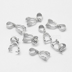 Sterling Silver Pendant Bails, Ice Pick & Pinch Bails, Platinum, 18.5mm, Hole: 4x5mm, Pin: 0.8mm(X-STER-A102-003P)